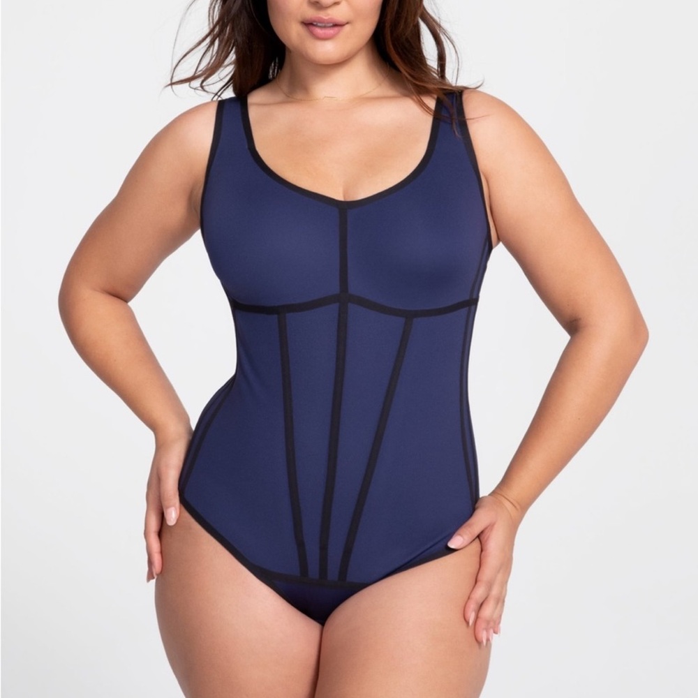 Honeylove Boldness Tank Top Bodysuit Size 2X XXL Corset Sculpting Blue